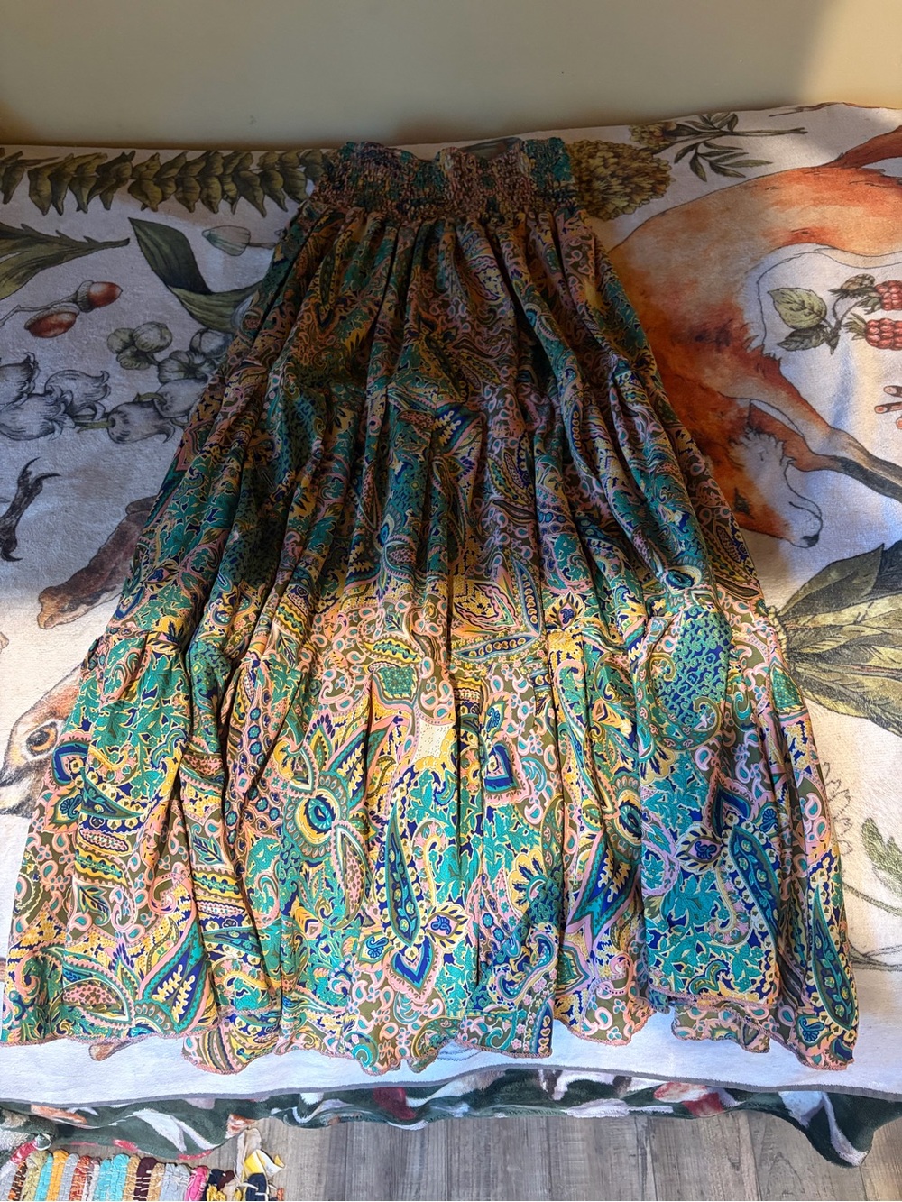 EARTHBOUND TRADING CO Bohemian Teal Paisley Maxi Skirt - Women